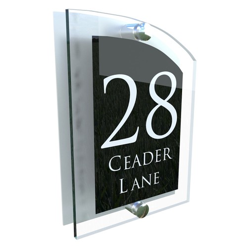 House number plaque glass - house,
