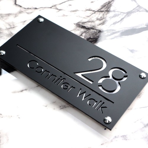 Black contemporary house - black, sign