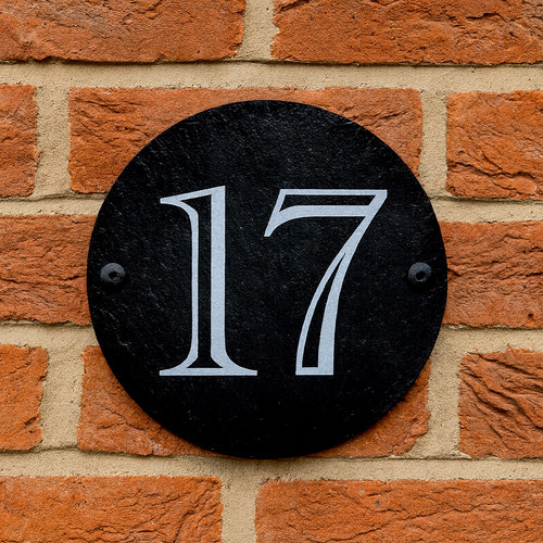 Round slate house number - round,