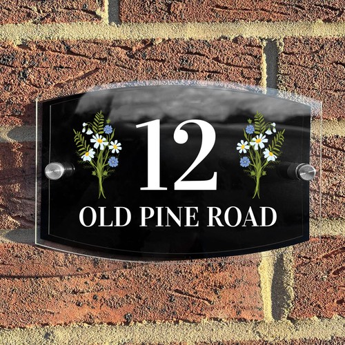 House number sign acrylic door - house,