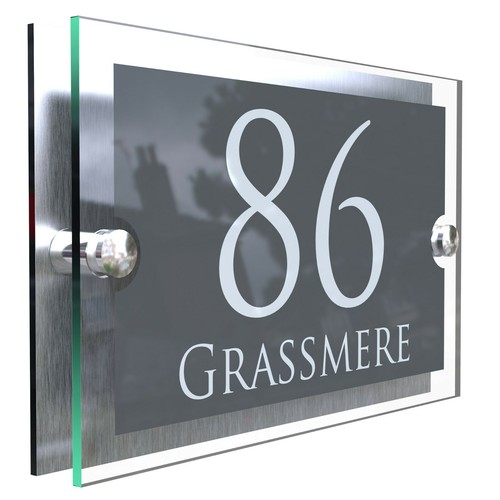 House number plaques - house, glass