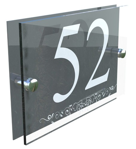 House number plaque glass - house,